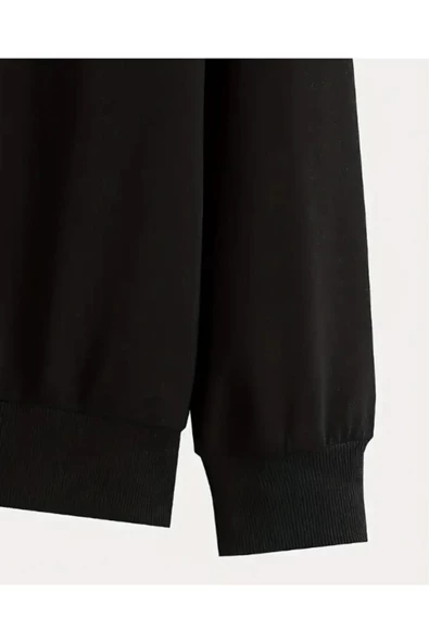 Erkek Paris Baskılı Yarım Fermuarlı Oversize Sweatshirt - 10