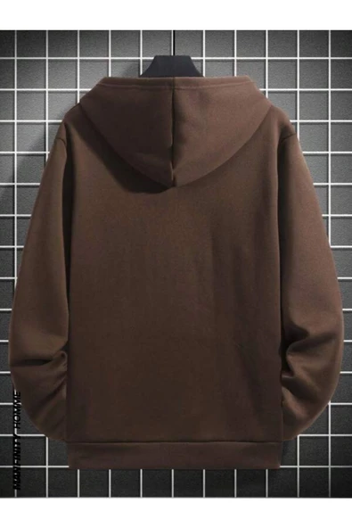 Erkek Geyik Baskı Kapüşonlu Sweatshirt - 5