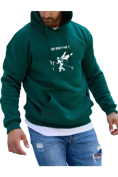 Erkek Linkin Park Baskılı Kapüşonlu Sweatshirt - Resim 4