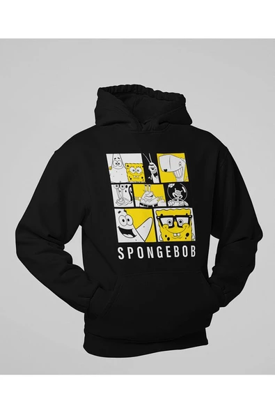 Çizgi Film Spongebob Baskılı Unisex Oversize Hoodie