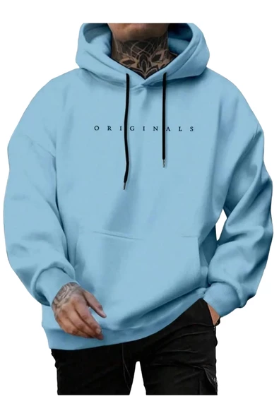 Erkek Originals Baskılı Oversize Kapşonlu Sweatshirt - 3