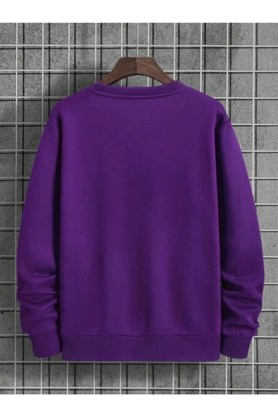 Erkek La Baskı Bisiklet Yaka Sweatshirt - 8