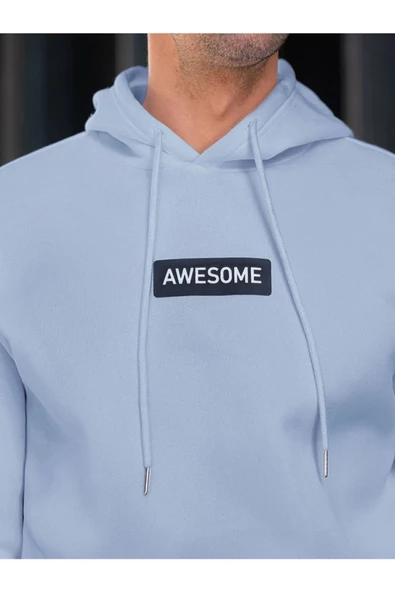 Erkek Awesome Baskılı Oversize Kapşonlu Sweatshirt - 5
