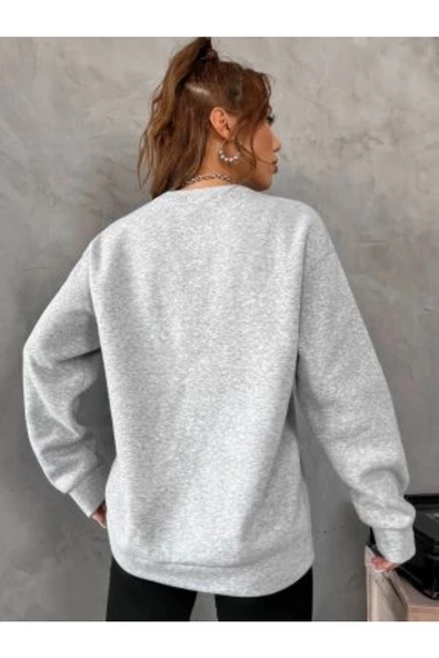 Kadın Gri Oceancity Bisiklet Yaka Sweatshirt - 3