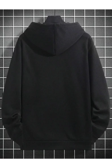 Erkek Boston Baskılı Oversize Kapşonlu Sweatshirt - 5