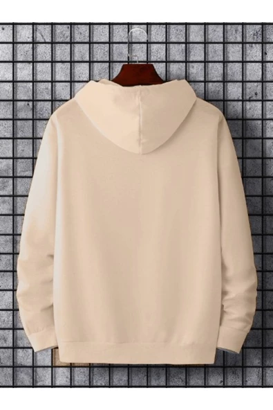 Erkek Believe Baskılı Oversize Kapşonlu Sweatshirt - 12