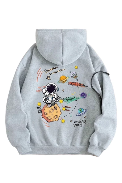 Kadın Galaxy Sırt Baskılı Oversize Sweatshirt - 3