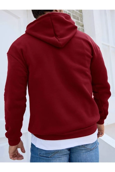 Erkek Brooklyn Baskılı Oversize Kapşonlu Sweatshirt - 3