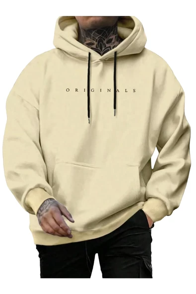 Erkek Originals Baskılı Oversize Kapşonlu Sweatshirt - 4