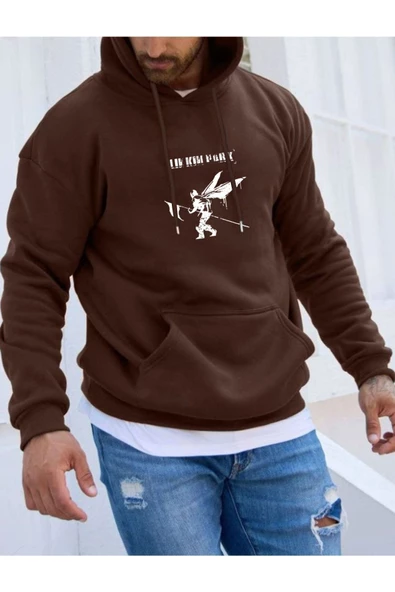 Erkek Linkin Park Baskılı Kapüşonlu Sweatshirt - Resim 11