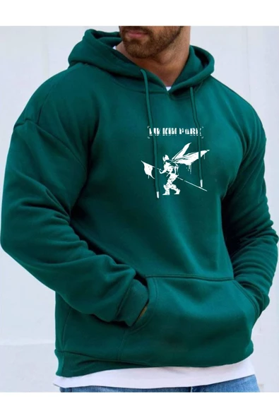 Erkek Linkin Park Baskılı Kapüşonlu Sweatshirt - Resim 7