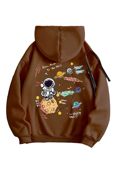 Kadın Galaxy Sırt Baskılı Oversize Sweatshirt - 7