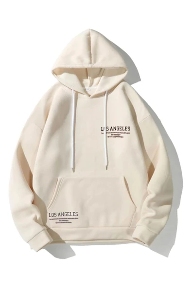 Kadın Los Angeles Yazı Detay Baskılı Kapüşonlu Sweatshirt - 3