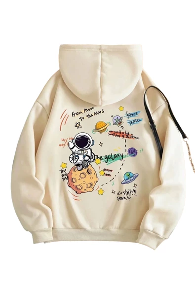 Kadın Galaxy Sırt Baskılı Oversize Sweatshirt - 5