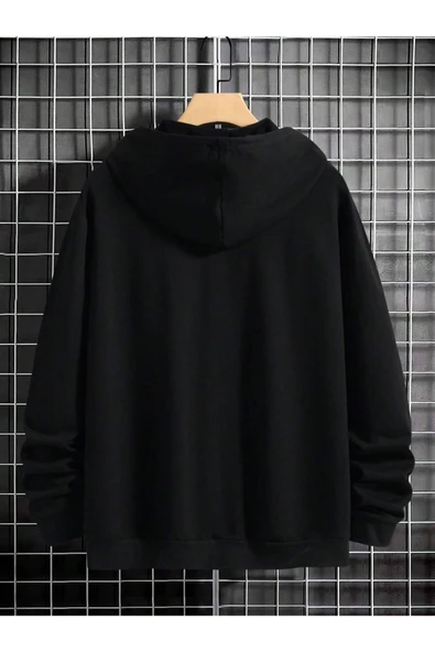 Erkek Siyah Yosemite Baskılı Kapüşonlu Sweatshirt - 3