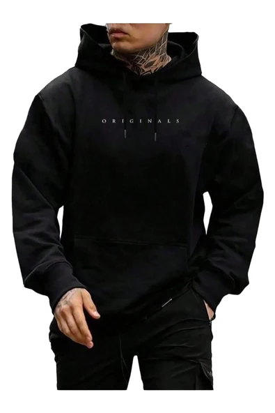 Erkek Originals Baskılı Oversize Kapşonlu Sweatshirt - 2