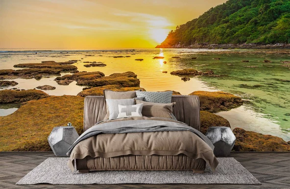 Günbatımı Deniz Manzaralı Duvar Kağıdı Baskı - Resim 2