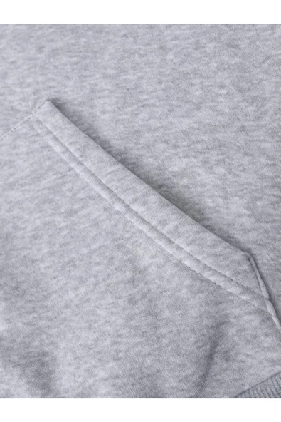 Unisex Beyaz Çicek Baskı Fermuarlı Kapüşonlu Oversize Hırka - 7