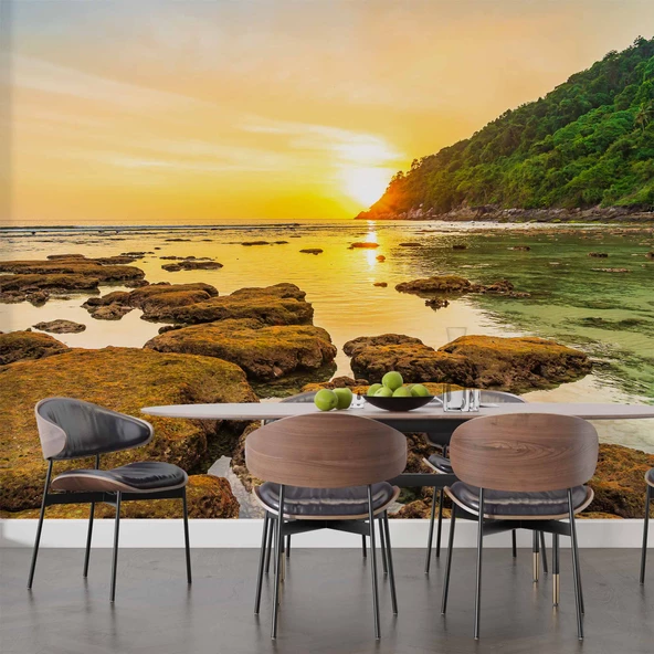 Günbatımı Deniz Manzaralı Duvar Kağıdı Baskı - Resim 5