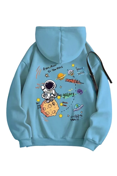 Kadın Galaxy Sırt Baskılı Oversize Sweatshirt - 4