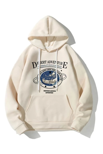 Kadın Desert Baskılı Kapüşonlu Sweatshirt