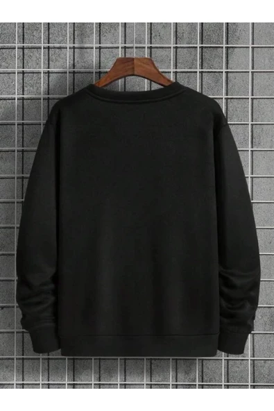 Erkek La Baskı Bisiklet Yaka Sweatshirt - 12