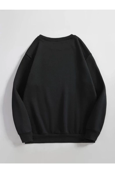 Kadın Siyah Parıltılı Ay Bisiklet Yaka Sweatshirt - 3
