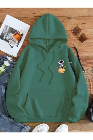 Kadın Galaxy Sırt Baskılı Oversize Sweatshirt - 12