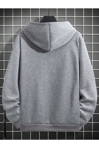 Erkek Geyik Baskı Kapüşonlu Sweatshirt - 10
