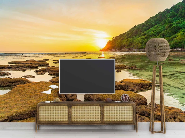 Günbatımı Deniz Manzaralı Duvar Kağıdı Baskı - Resim 3