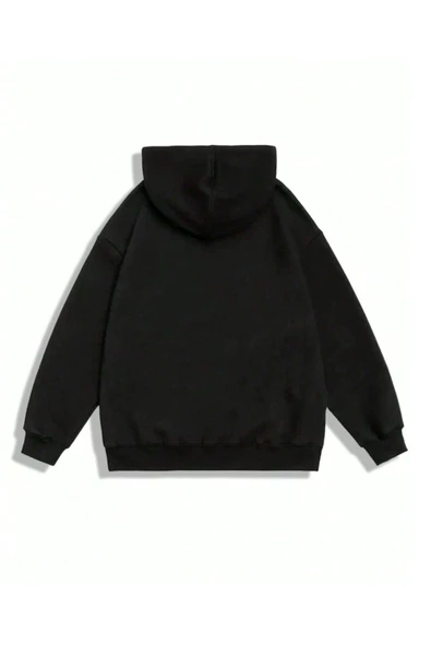 Erkek Siyah Ters Brooklyn Baskılı Kapüşonlu Sweatshirt - 2