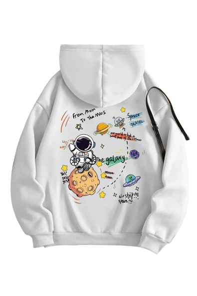 Kadın Galaxy Sırt Baskılı Oversize Sweatshirt - 6