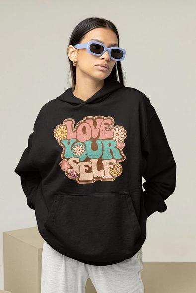 Love Your Self Baskılı Unisex Oversize Hoodie