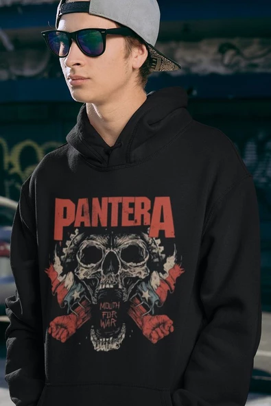 Pantera Baskılı Unisex Oversize Mouth For War Rock Metal Hoodie