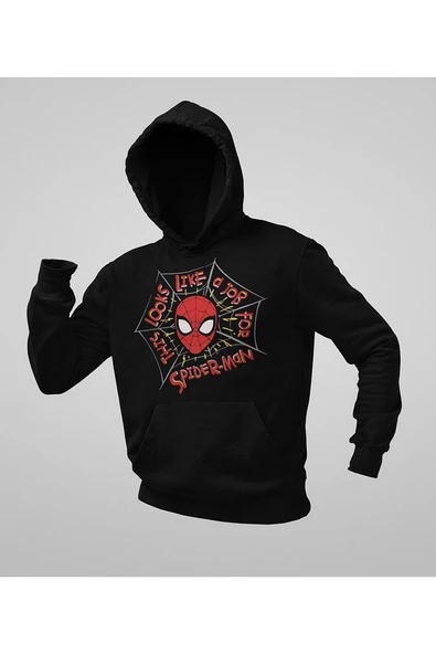 This Looks Like A Job For Spider-Man Yazılı Unisex Hoodie, Oversize Örümcek Adam Sweatshirt