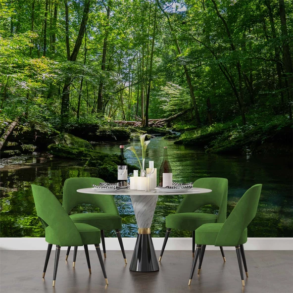 Nehir Manzaralı Duvar Kağıdı Baskı - Resim 5