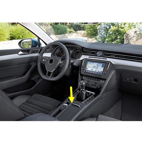 VW Passat B8 2015-2019 Orta Konsol Bardaklık Sürgülü Perdesi Siyah - 2