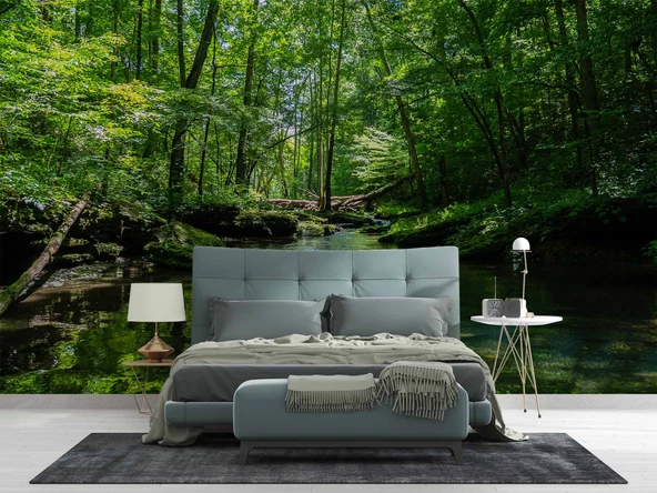 Nehir Manzaralı Duvar Kağıdı Baskı - Resim 2