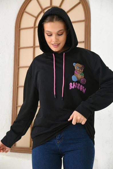 Unisex  Barrow Baskılı Oversize Kapşonlu Sweatshirt - 11