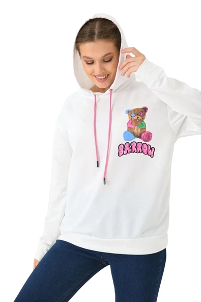 Unisex  Barrow Baskılı Oversize Kapşonlu Sweatshirt