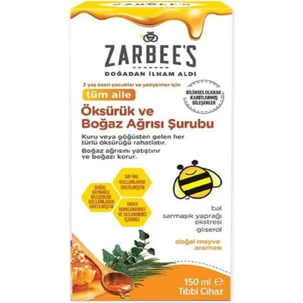 Zarbee's Çocuklar Için Boğaz Şurubu 150 ml