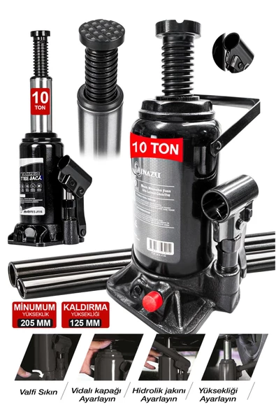 Profesyonel 10TON Portatif Hidrolik Kaynaklı Şişe Kriko Hidrolik Şişe Kriko (10TON) - Resim 2