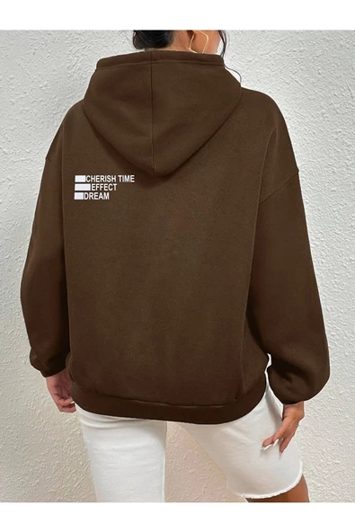 Unisex Effect Baskılı Oversize Kapşonlu Sweatshirt - 10