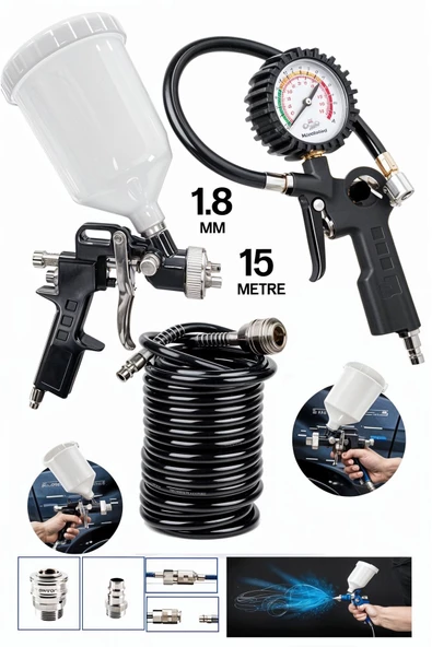 Profesyonel Üstten Depolu Profesyonel 600 cc Boya Sprey Tabancası 1.8mm Lastik Şişirme Takım ürün görseli
