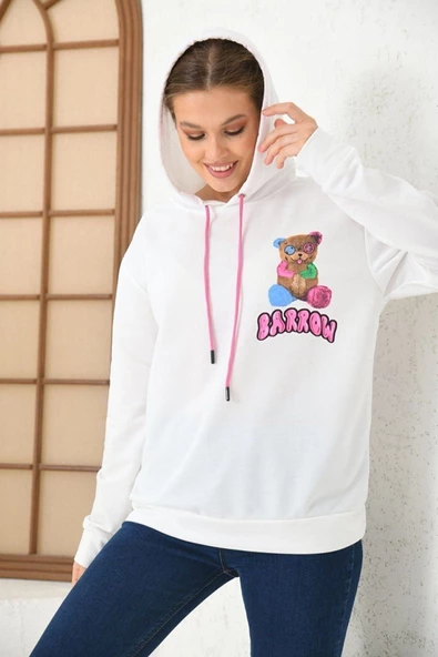 Unisex  Barrow Baskılı Oversize Kapşonlu Sweatshirt - 7