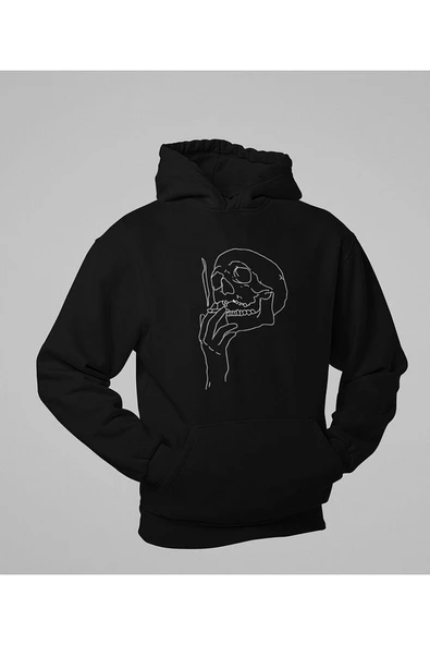 Tasarım Kuru Kafa Baskılı Unisex Oversize Hoodie