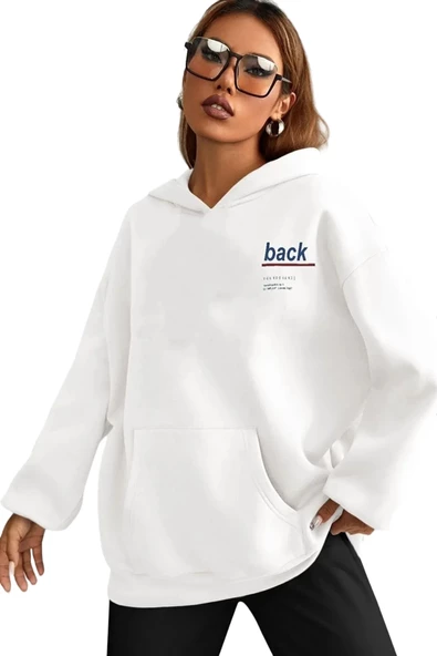 Unisex Back Baskılı Oversize Kapşonlu Sweatshirt