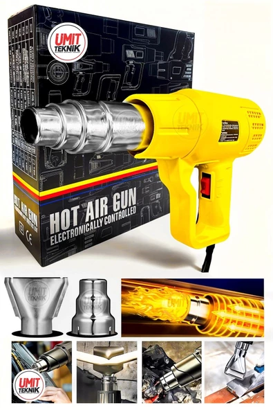 Yüksek   Eronomik Bakır Sargılı 2 Kademeli  Isı Ayarlı Sıcak Hava Üfleme Tabancası Set - Resim 2