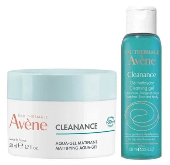 Avene Cleanance Matlaştırıcı 50 ml + Karma ve Yağlı Ciltler İçin Temizleme Jeli 100 ml