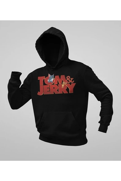 Tom And Jerry Yazılı Unisex Oversize Çizgi Film Hoodie